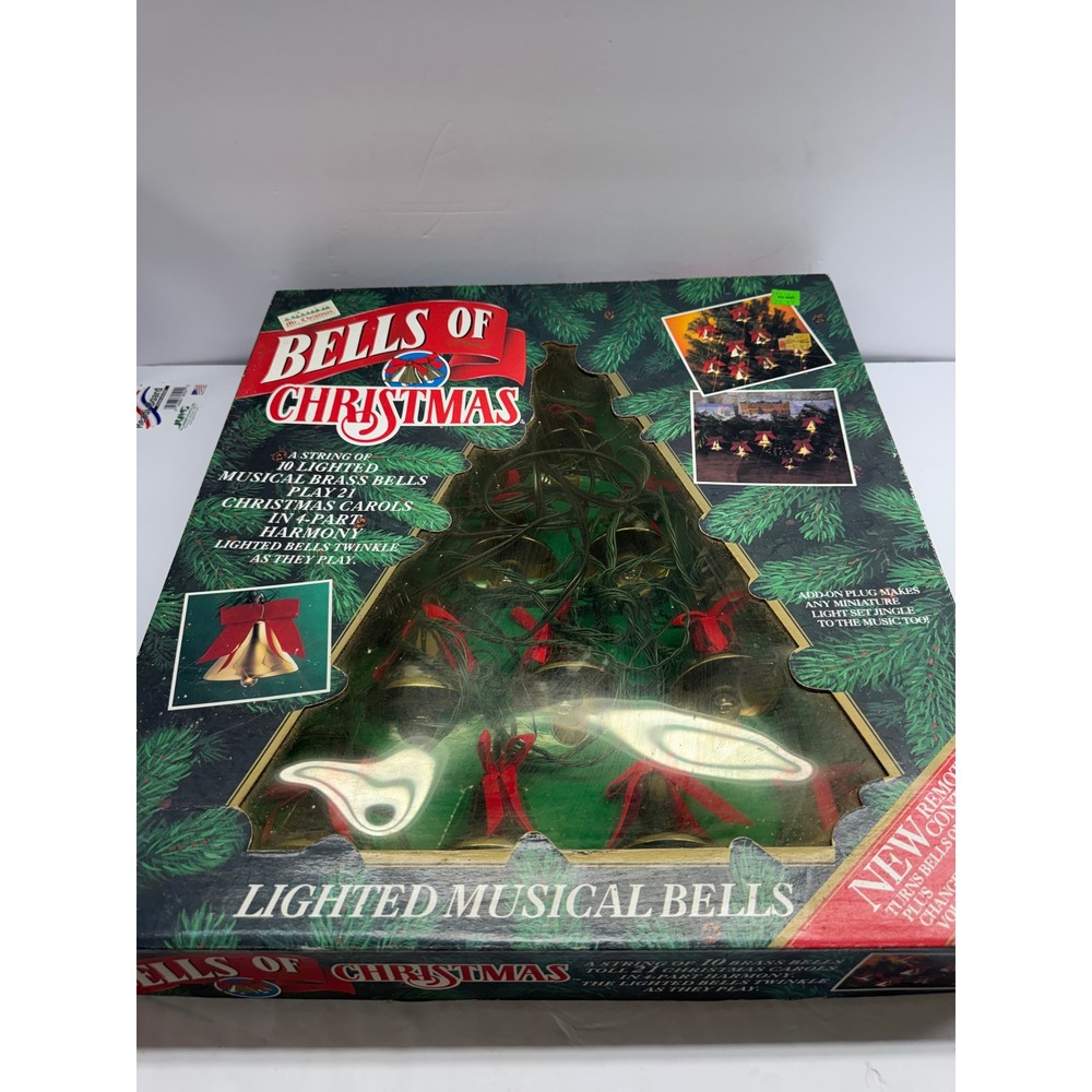 Mr Christmas Bells of Christmas 10 Lighted Musical Brass Bells 21 Carols Vintage